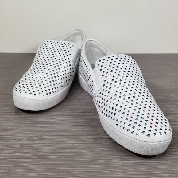 Michael Kors Perforated Star Leather Slip on shoes, White, Womens Size 10 M / 41 - Picture 4 of 12